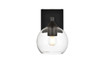 Living District LD7308W6BLK Foster 1 light Black and Clear Bath Sconce