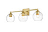 Living District LD7308W25BRA Foster 3 light Brass and Clear Bath Sconce