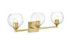 Living District LD7308W25BRA Foster 3 light Brass and Clear Bath Sconce