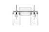 Living District LD7319W14CH Benny 2 light Chrome and Clear Bath Sconce