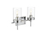Living District LD7319W14CH Benny 2 light Chrome and Clear Bath Sconce