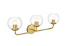 Living District LD7321W28BRA Genesis 3 light Brass and Clear Bath Sconce