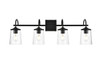 Living District LD7313W33BLK Avani 4 light Black and Clear Bath Sconce