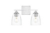 Living District LD7309W15CH Harris 2 light Chrome and Clear Bath Sconce