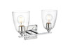 Living District LD7309W15CH Harris 2 light Chrome and Clear Bath Sconce