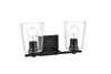 Living District LD7310W14BLK Kacey 2 light Black and Clear Bath Sconce
