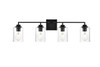 Living District LD7314W32BLK Ronnie 4 light Black and Clear Bath Sconce