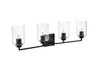 Living District LD7314W32BLK Ronnie 4 light Black and Clear Bath Sconce