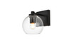 Living District LD7311W6BLK Juelz 1 light Black and Clear Bath Sconce