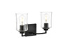 Living District LD7314W14BLK Ronnie 2 light Black and Clear Bath Sconce