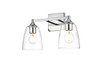 Living District LD7307W15CH Gianni 2 light Chrome and Clear Bath Sconce