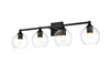 Living District LD7308W33BLK Foster 4 light Black and Clear Bath Sconce