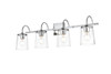 Living District LD7313W33CH Avani 4 light Chrome and Clear Bath Sconce