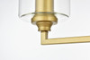 Living District LD7315W23BRA Mayson 3 light Brass and Clear Bath Sconce