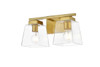 Living District LD7312W14BRA Merrick 2 light Brass and Clear Bath Sconce