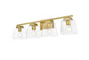 Living District LD7312W32BRA Merrick 4 light Brass and Clear Bath Sconce