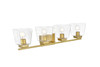 Living District LD7312W32BRA Merrick 4 light Brass and Clear Bath Sconce