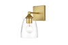 Living District LD7307W5BRA Gianni 1 light Brass and Clear Bath Sconce