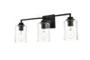 Living District LD7314W23BLK Ronnie 3 light Black and Clear Bath Sconce