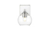 Living District LD7308W6CH Foster 1 light Chrome and Clear Bath Sconce