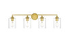 Living District LD7315W33BRA Mayson 4 light Brass and Clear Bath Sconce