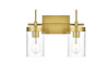 Living District LD7319W14BRA Benny 2 light Brass and Clear Bath Sconce