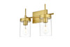 Living District LD7319W14BRA Benny 2 light Brass and Clear Bath Sconce