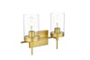 Living District LD7319W14BRA Benny 2 light Brass and Clear Bath Sconce