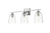 Living District LD7309W24CH Harris 3 light Chrome and Clear Bath Sconce