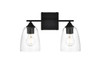 Living District LD7309W15BLK Harris 2 light Black and Clear Bath Sconce