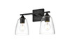 Living District LD7309W15BLK Harris 2 light Black and Clear Bath Sconce