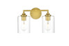 Living District LD7315W14BRA Mayson 2 light Brass and Clear Bath Sconce