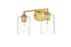 Living District LD7315W14BRA Mayson 2 light Brass and Clear Bath Sconce