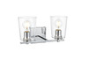 Living District LD7310W14CH Kacey 2 light Chrome and Clear Bath Sconce