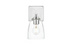 Living District LD7309W5CH Harris 1 light Chrome and Clear Bath Sconce