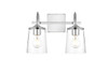 Living District LD7313W14CH Avani 2 light Chrome and Clear Bath Sconce