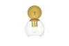 Living District LD7321W6BRA Genesis 1 light Brass and Clear Bath Sconce