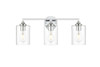 Living District LD7315W23CH Mayson 3 light Chrome and Clear Bath Sconce