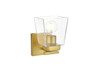 Living District LD7312W5BRA Merrick 1 light Brass and Clear Bath Sconce