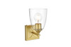 Living District LD7309W5BRA Harris 1 light Brass and Clear Bath Sconce