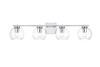 Living District LD7311W34CH Juelz 4 light Chrome and Clear Bath Sconce