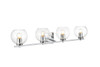 Living District LD7311W34CH Juelz 4 light Chrome and Clear Bath Sconce