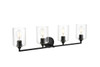 Living District LD7315W33BLK Mayson 4 light Black and Clear Bath Sconce