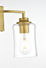 Living District LD7314W14BRA Ronnie 2 light Brass and Clear Bath Sconce