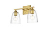 Living District LD7309W15BRA Harris 2 light Brass and Clear Bath Sconce