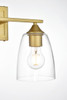 Living District LD7309W15BRA Harris 2 light Brass and Clear Bath Sconce