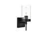 Living District LD7319W5BLK Benny 1 light Black and Clear Bath Sconce