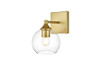 Living District LD7308W6BRA Foster 1 light Brass and Clear Bath Sconce