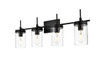 Living District LD7319W32BLK Benny 4 light Black and Clear Bath Sconce