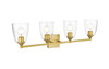 Living District LD7307W32BRA Gianni 4 light Brass and Clear Bath Sconce